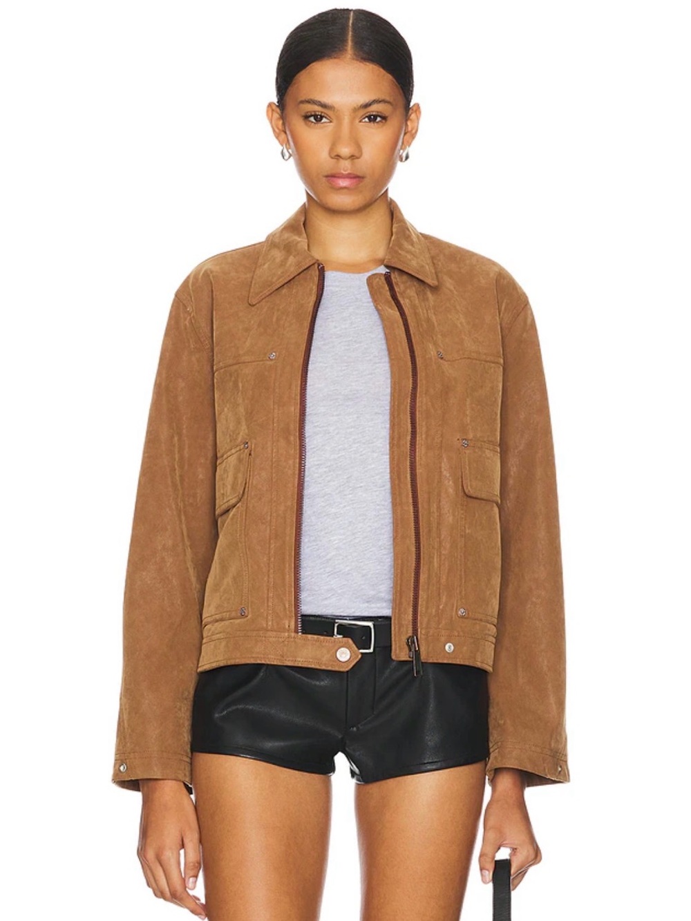 We The Free Vegan Leather Utility Jacket Patch Pockets NWOT